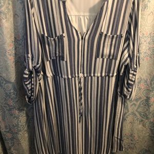 Torrid 3X denim/white stripped zipper front dress